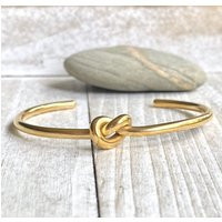 Minimalist Gold Knot Cuff Bangle Bracelet, Tie Friendship Bridesmaids Bracelet | Etsy (US)