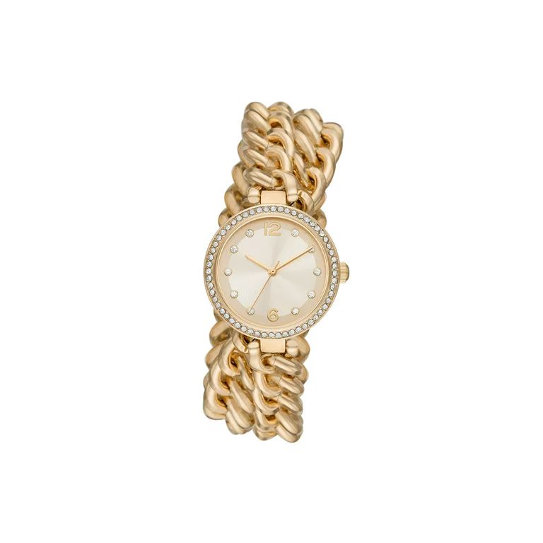 Time and Tru Women's Crystal Bezel Wrap-Around Bracelet Watch | Walmart (US)