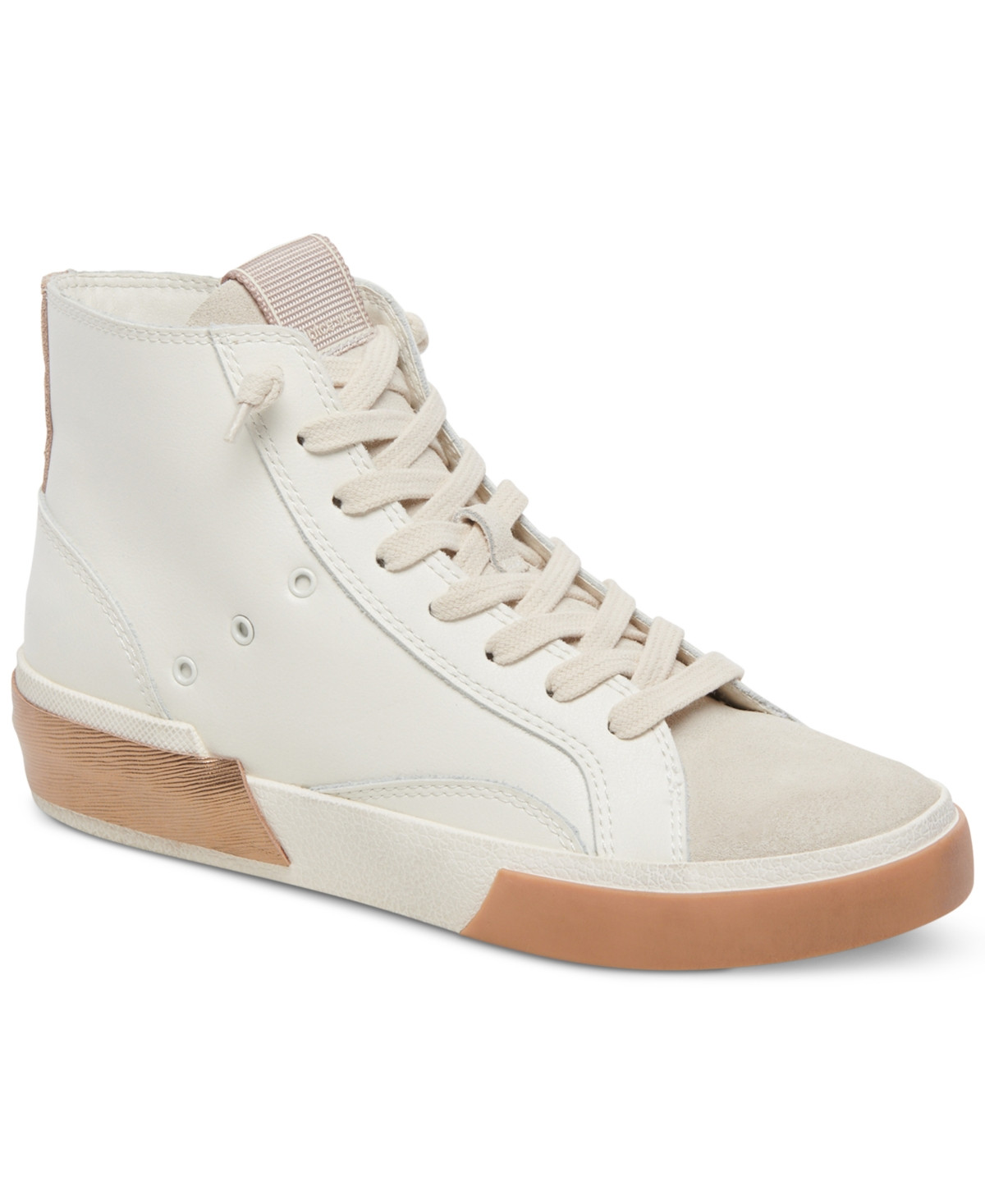 Dolce Vita Women's Zohara High-Top Lace-Up Sneakers - White/Tan | Macy's