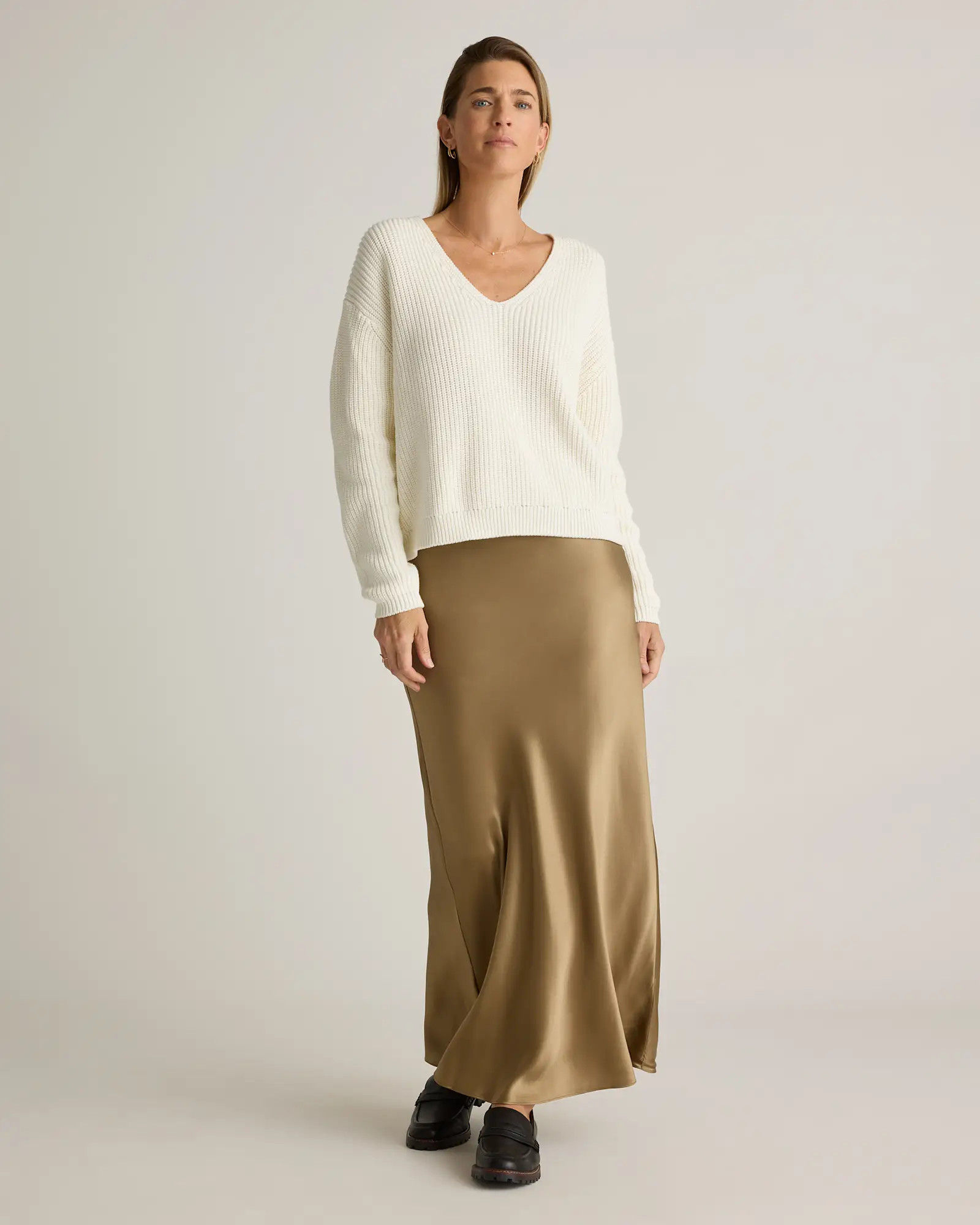 100% Washable Silk Maxi Skirt in Champagne | Quince