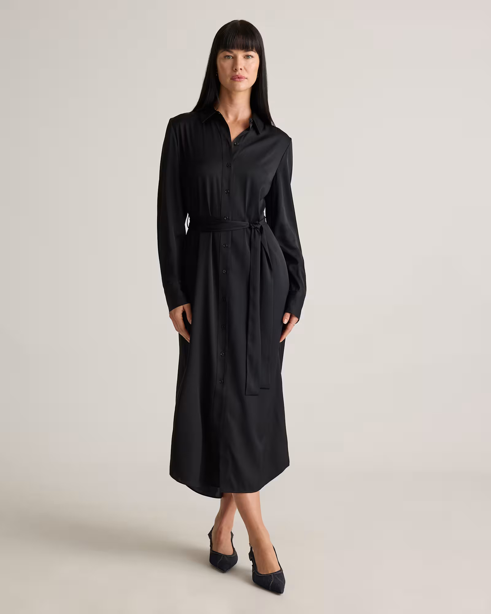 Washable Stretch Silk Maxi Shirt Dress | Quince