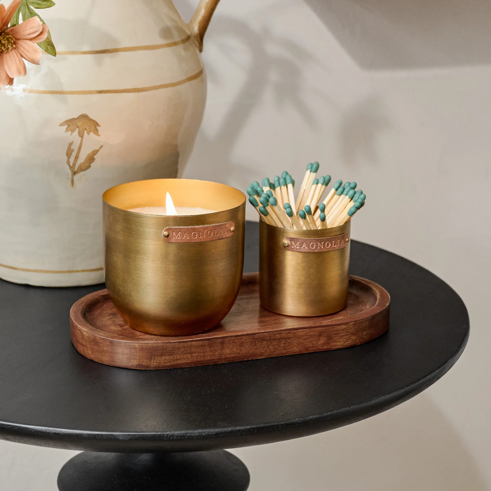 Magnolia Santalum Brass and Copper Candle Set | Magnolia