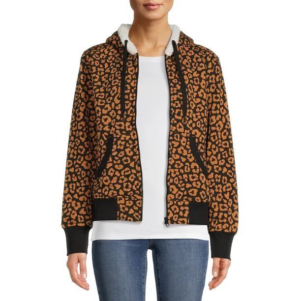 Time and Tru Women's and Women's Plus Sherpa Lined Sport Hoodie - Walmart.com | Walmart (US)