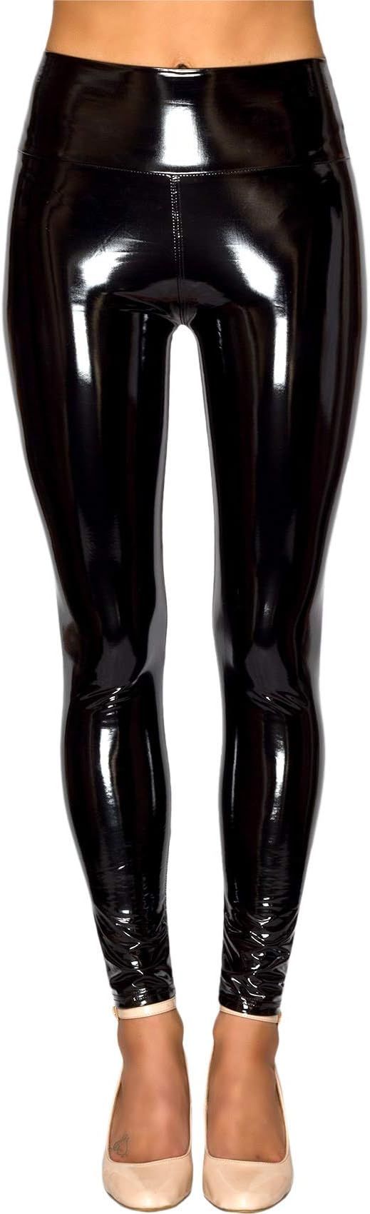 Lexi Fashion Womens Wet Look Shiny Vinyl PVC High Waist Stretch Leggings | Amazon (UK)