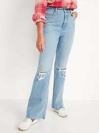 Higher High-Rise Light-Wash Ripped Cut-Off Flare Jeans for Women | Old Navy (US)