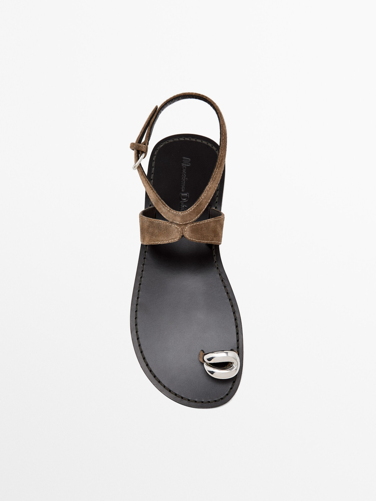 Flat sandals with metallic embellishment | Massimo Dutti UK