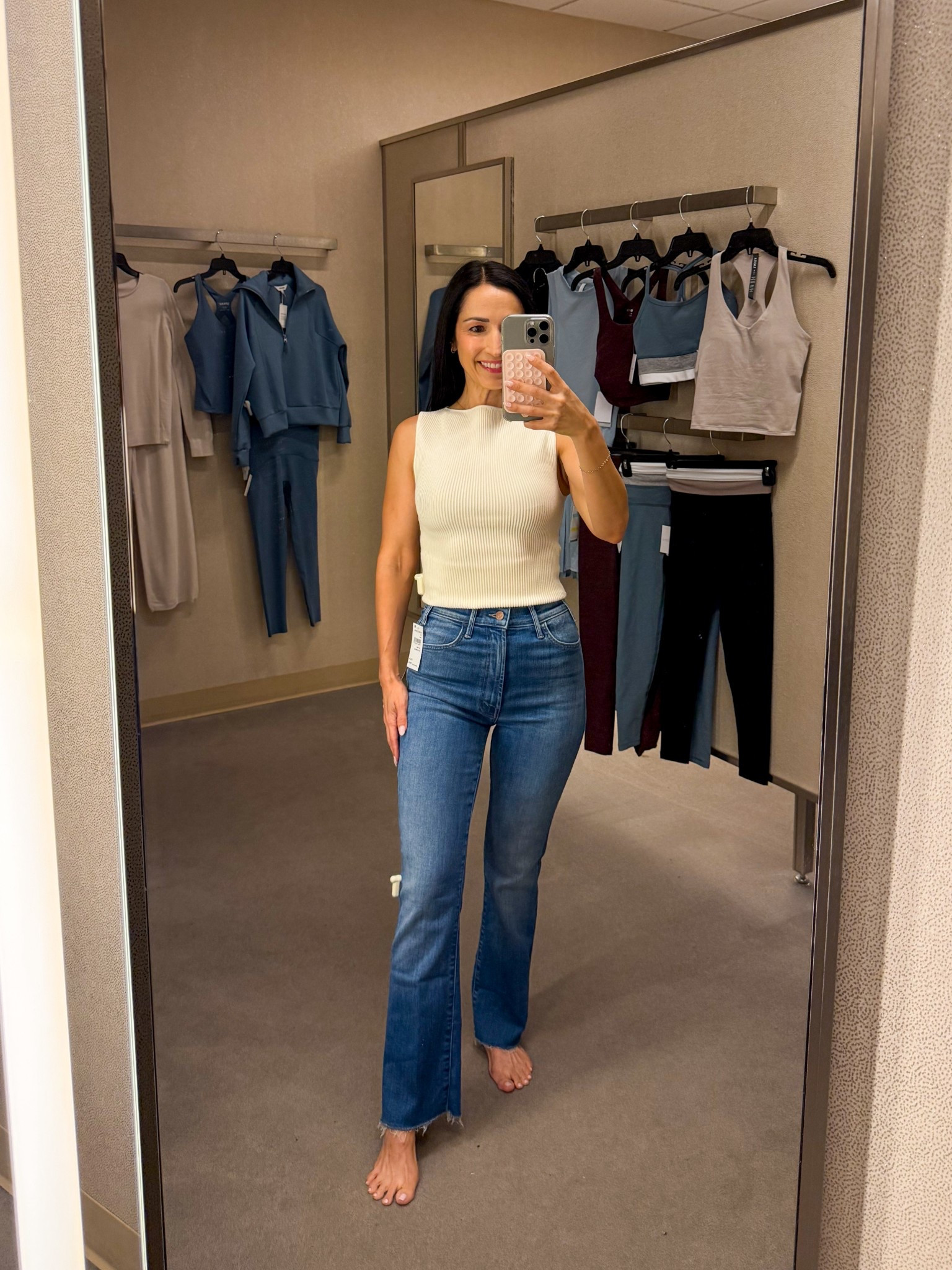 A favorite mother denim
Style on anniversary sale! These are ankle length but full length no hemming required on me (I’m 5’2”) also love this versatile sweater tank!

#LTKOver40 #LTKSaleAlert #LTKPetite