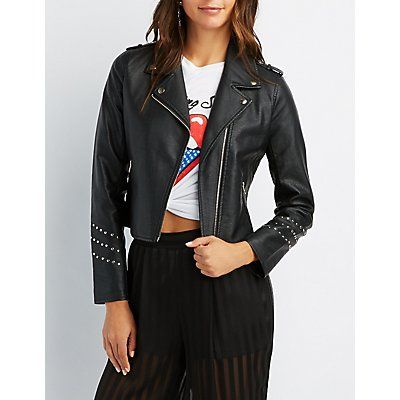Studded Faux Leather Jacket | Charlotte Russe