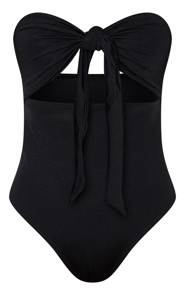 Black Bow Front Cut Out Swimsuit | PrettyLittleThing US