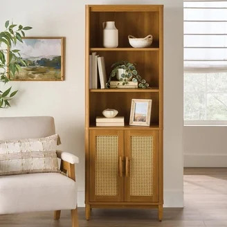 Better Homes & Gardens Juliet Narrow Arch Bookcase, Rich Black and Light Honey | Walmart (US)