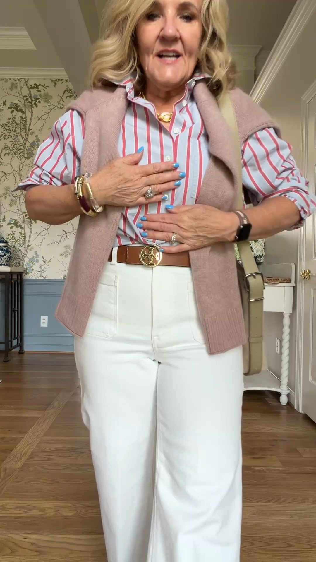 The striped shirt is what makes this outfit feel so timeless ❤️

Easy, polished, and perfect with white denim, plus the jeans are 25% off right now. 

 #LTKootd #LTKSeasonal #LTKOver40