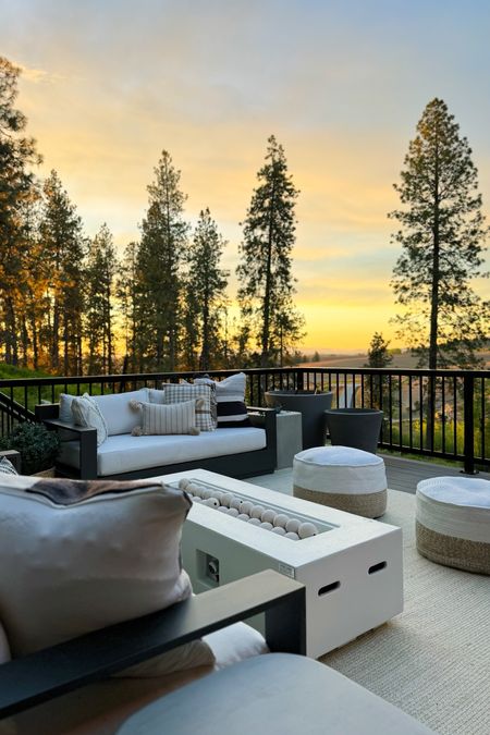 Look at that view! I am loving how this outdoor space is turning out, stay tuned - there's more to come!

Home  Home decor  Outdoor decor  Patio styling  Outdoor seating  Fire pit  Pouf  Ottoman  Throw pillows

#LTKSeasonal #LTKhome