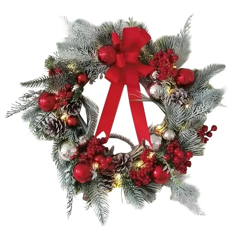 LINMOUA Silver Snowflake Wreath Christmas Flower Ring Day Decorations Outdoor Decoration Door Han... | Walmart (US)