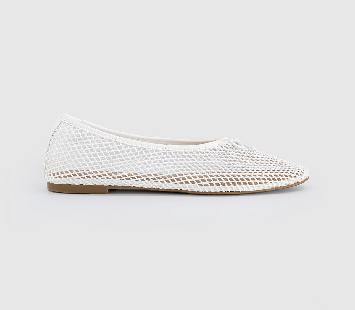 OFFICE Womens Fling String Mesh Ballet Flats White, 4 | Office Shoes (UK)