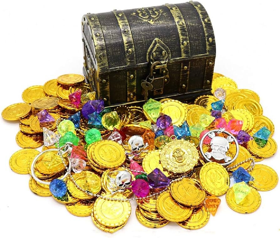 Kids Pirate Treasure Chest Toy Box Antique Color with Lock for Party Favors Props Decoration/Kids... | Amazon (US)