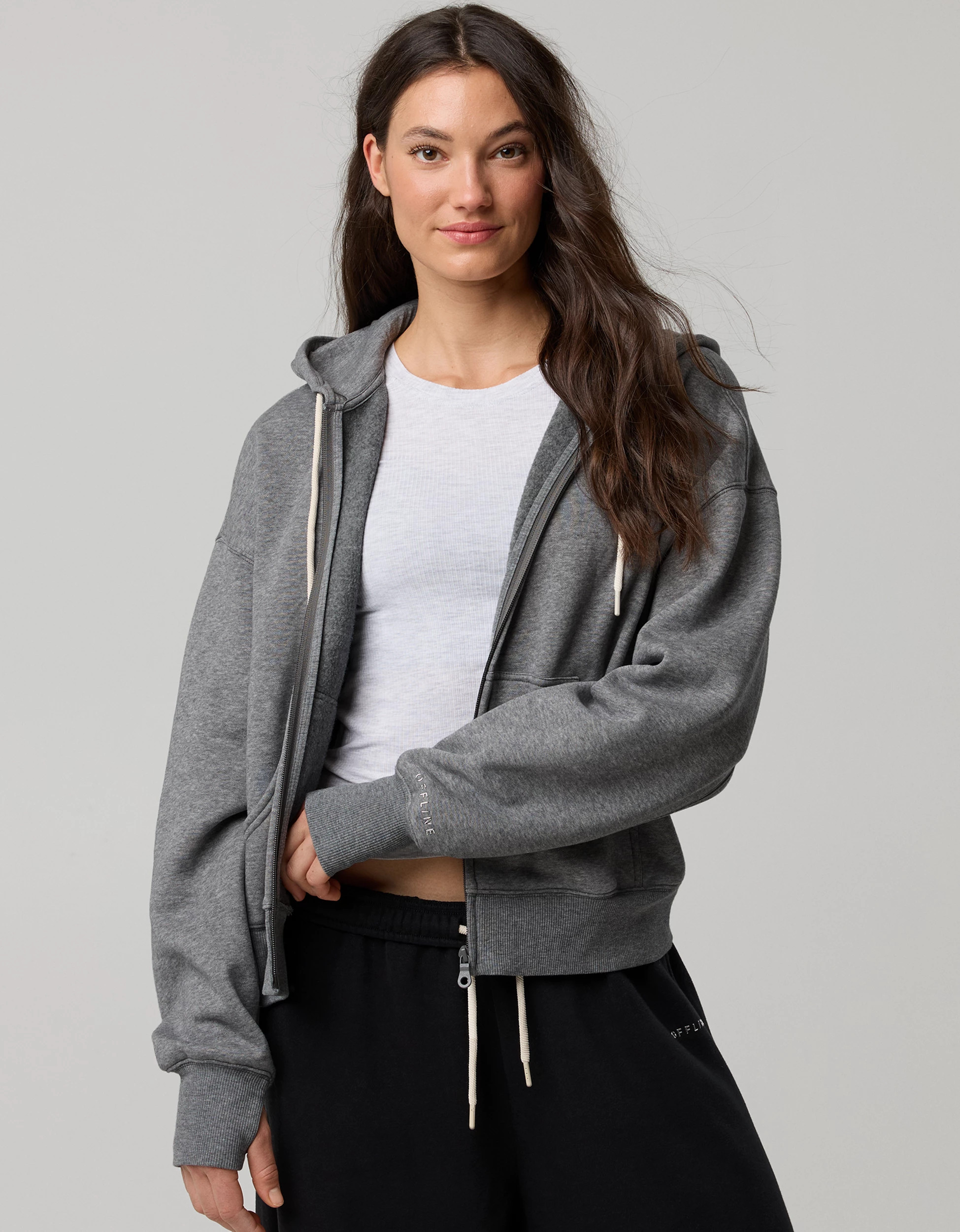 OFFLINE By Aerie Cloud Fleece Classic Full Zip Sweatshirt | Aerie