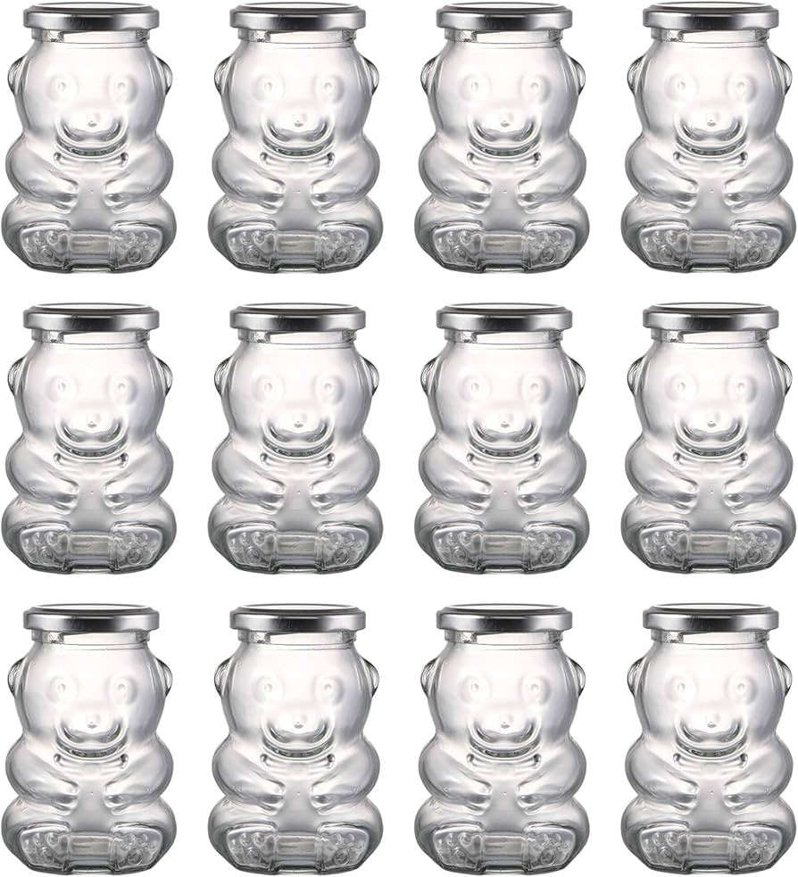 Bekith 12 Pack 9 oz Glass Honey Bear Jar with Silver Lids for Jam, Wedding Favors, Shower Favors,... | Amazon (US)