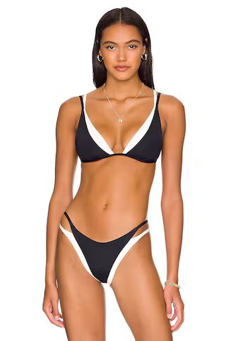 L*SPACE Fused Finneas Bikini Top in Black & Cream from Revolve.com | Revolve Clothing (Global)
