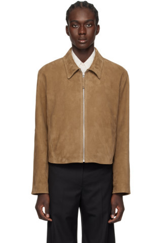 Tan Paneled Leather Jacket | SSENSE