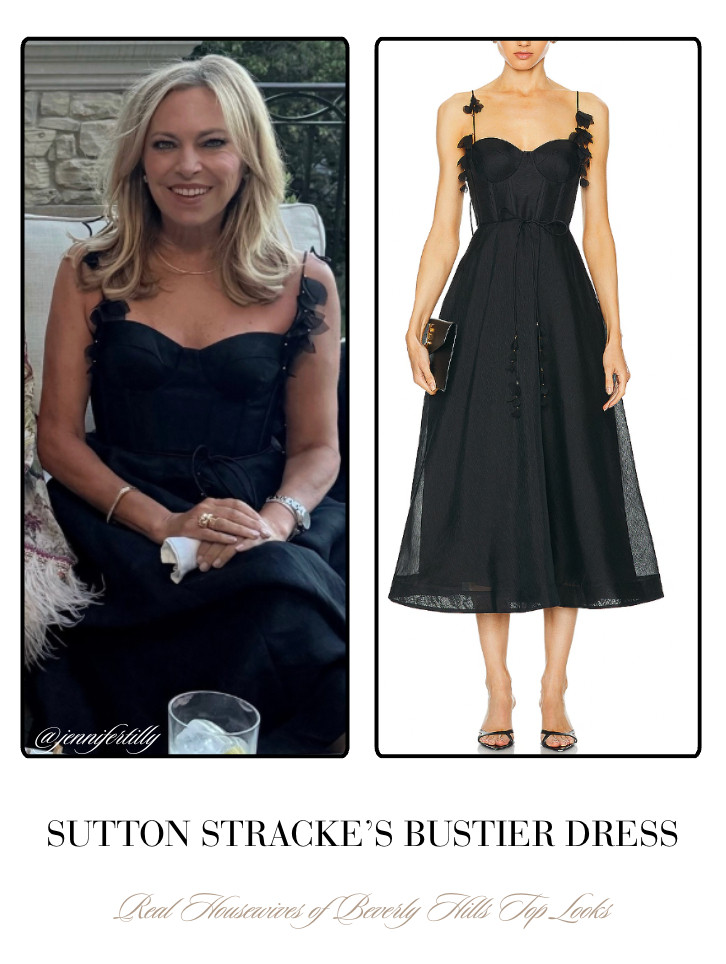 Sutton Stracke's Black Bustier Dress 📸= @jennifertilly 

 