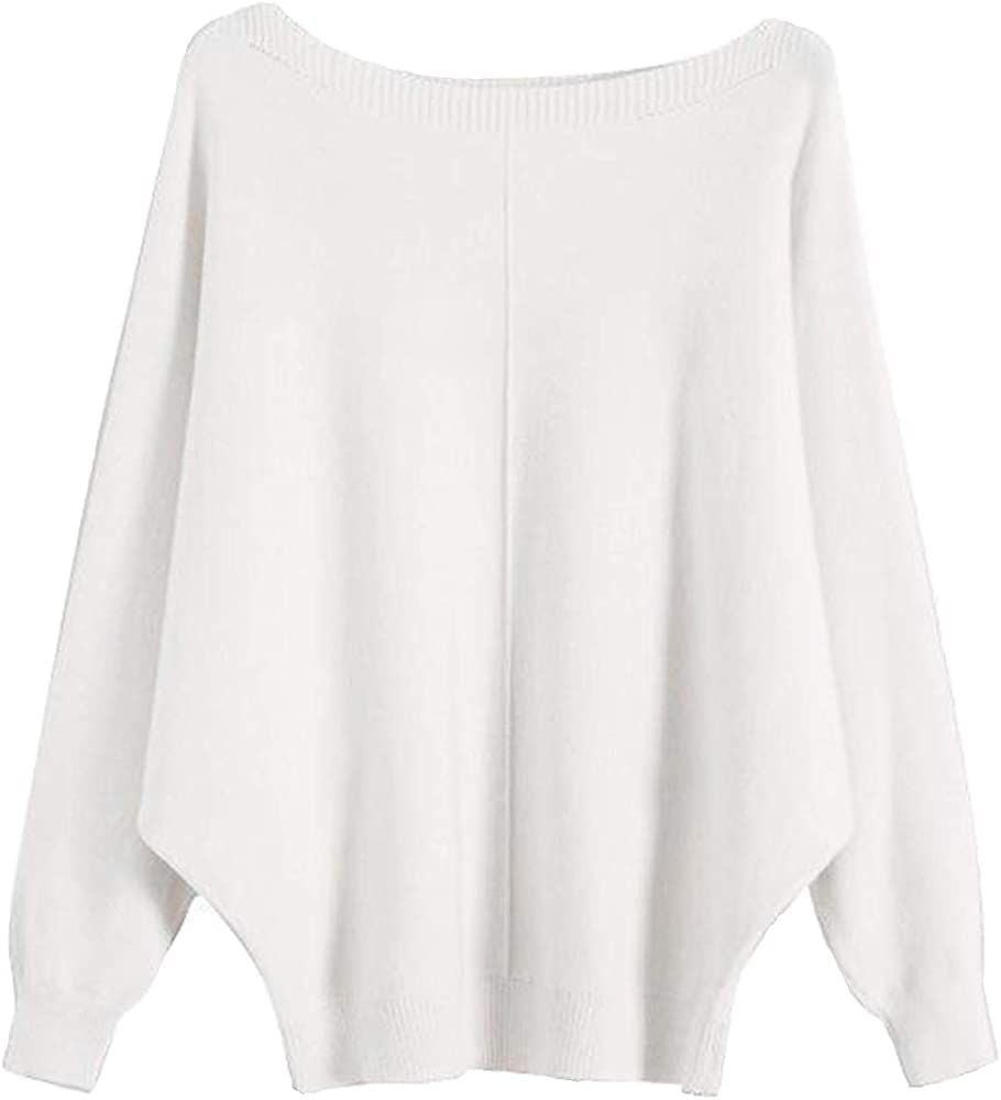 GABERLY Boat Neck Batwing Sleeves Dolman Knitted Sweaters and Pullovers Tops for Women | Amazon (US)