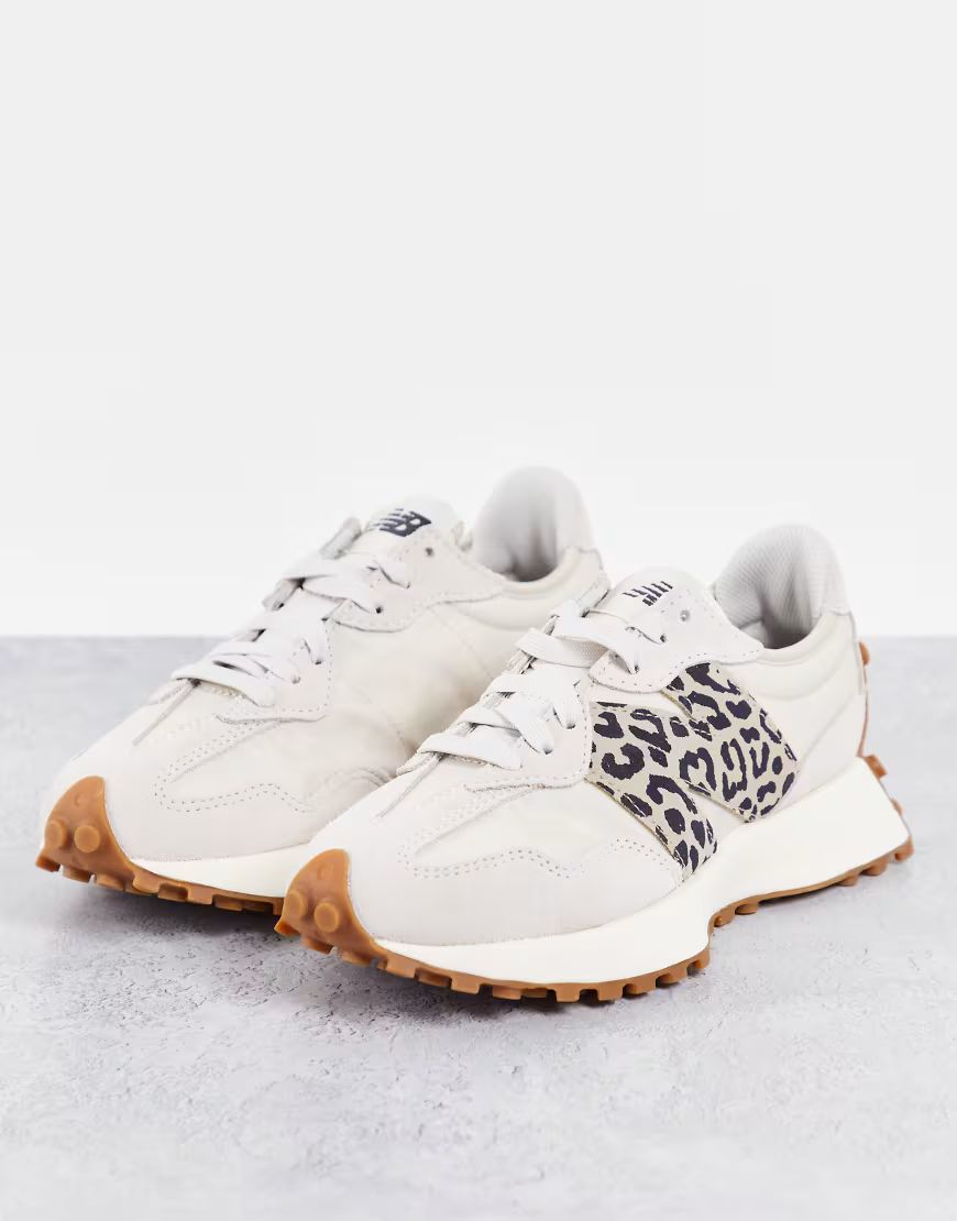 New Balance 327 sneakers in off-white with leopard print detail | ASOS (Global)