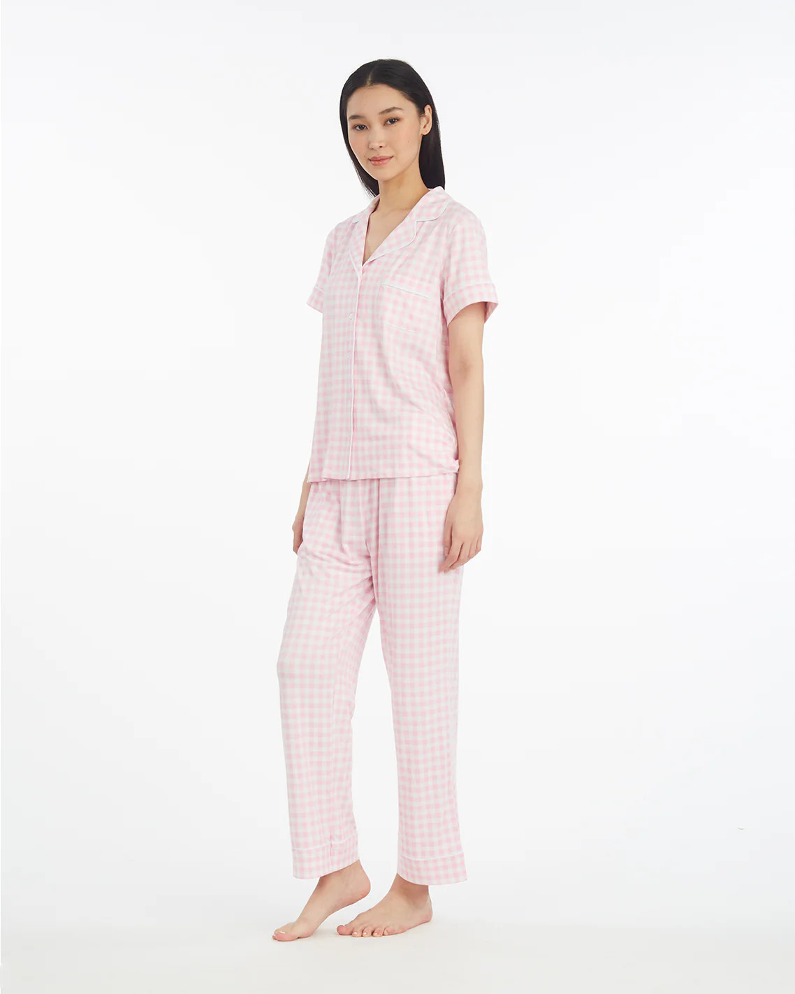 Linda Pajama Set in Pink Gingham | Draper James (US)