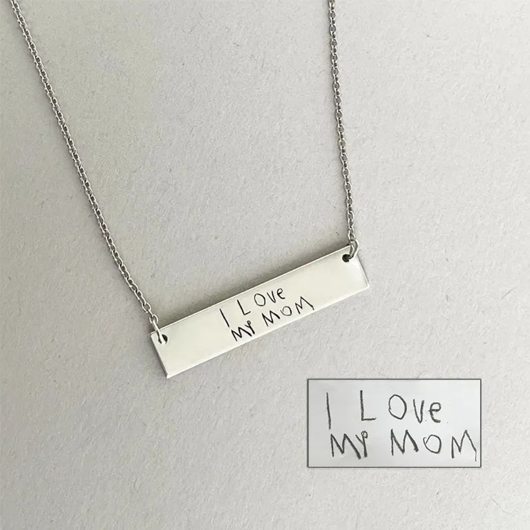 Personalized Handwriting Bar Pendant | Jewlr