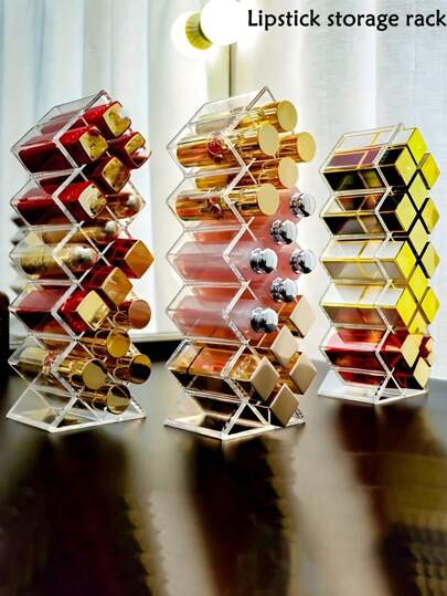 16-Hole Clear Lipstick Storage Box, Stackable Fish-Shaped Lipstick Tower, Lip Gloss Organizer Rac... | SHEIN