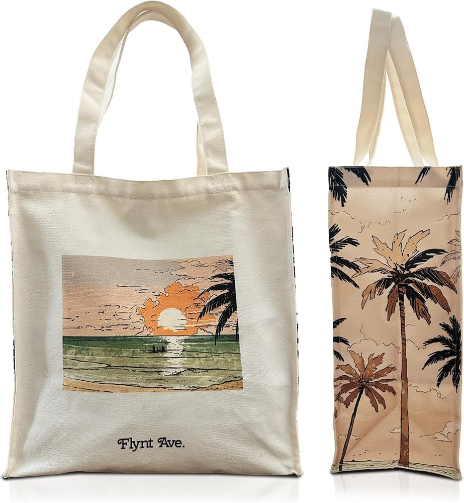 Summer Aesthetic Canvas Tote Bag with Zippered Interior Pocket for Personal Items. The Everyday T... | Amazon (US)