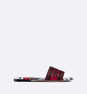 Dway Slide Embroidered Cotton with Black and Red Cupidon Motif | DIOR | Dior Beauty (US)