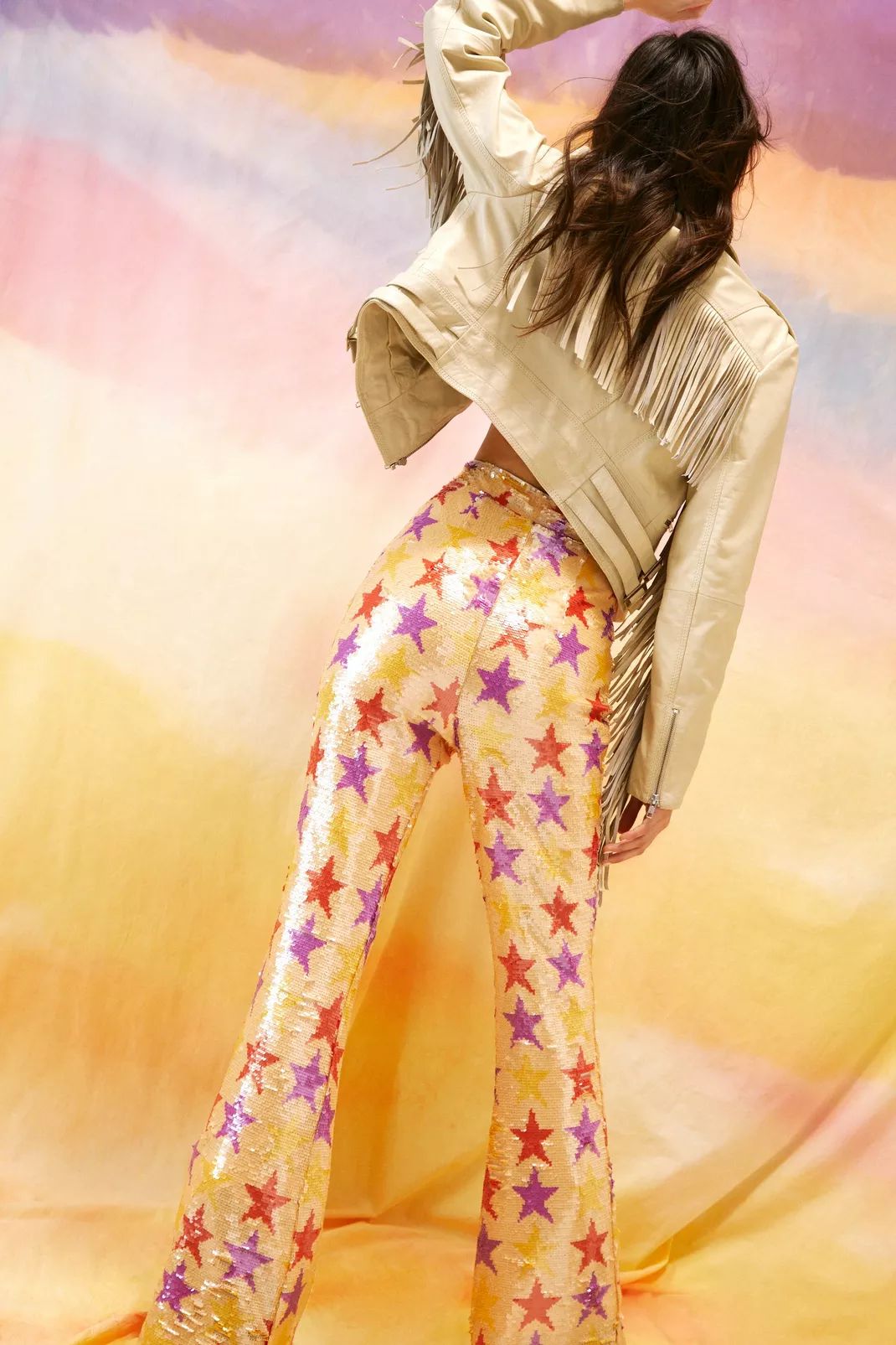 Sequin Star Detail Fit and Flare Pants | Nasty Gal (US)