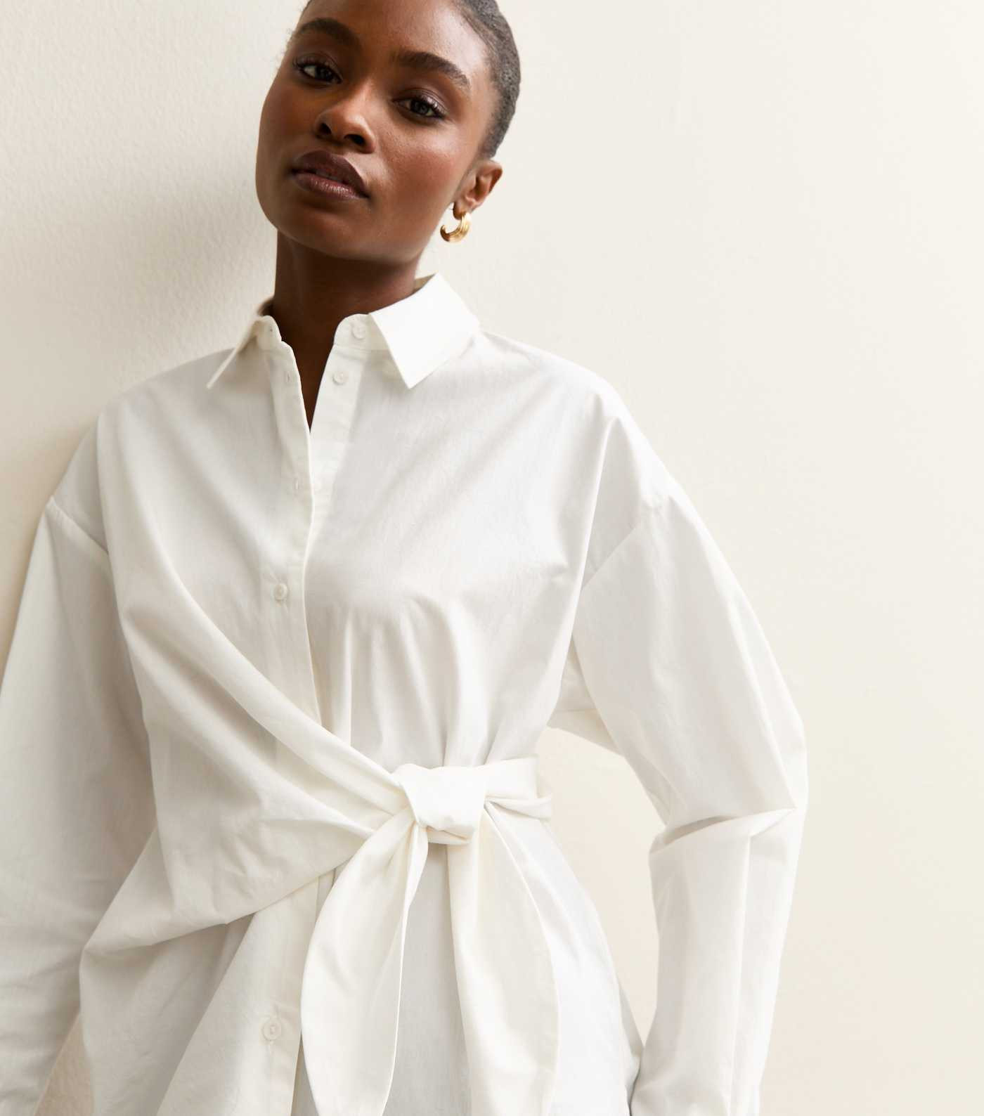 White Cotton Poplin Side Tie Shirt | New Look | New Look (UK)
