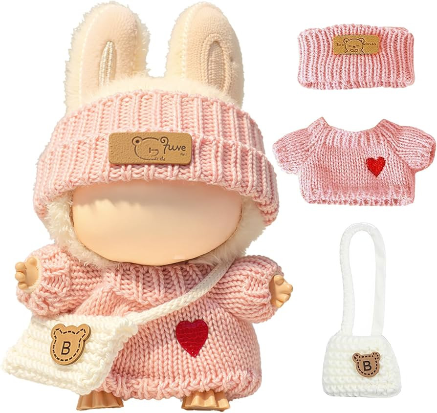 Clothes for LABUBU Doll (NO Doll), 3-Piece Handcrafted Crochet Accessories for LABUBU 17cm Dolls,... | Amazon (US)