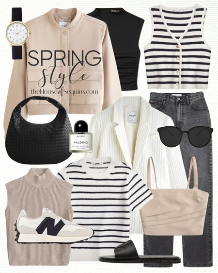 Shop these Abercrombie spring outfit finds! Pinstripe blazer, Bomber jacket, striped sweater, striped sweater vest, sleeveless sweater, woven hobo bag, crop top, straight leg jeans, New Balance 327 and more! 

Follow my shop @thehouseofsequins on the @shop.LTK app to shop this post and get my exclusive app-only content!

#liketkit #LTKSpringSale 
@shop.ltk
https://liketk.it/4yiha

#LTKmidsize #LTKstyletip
