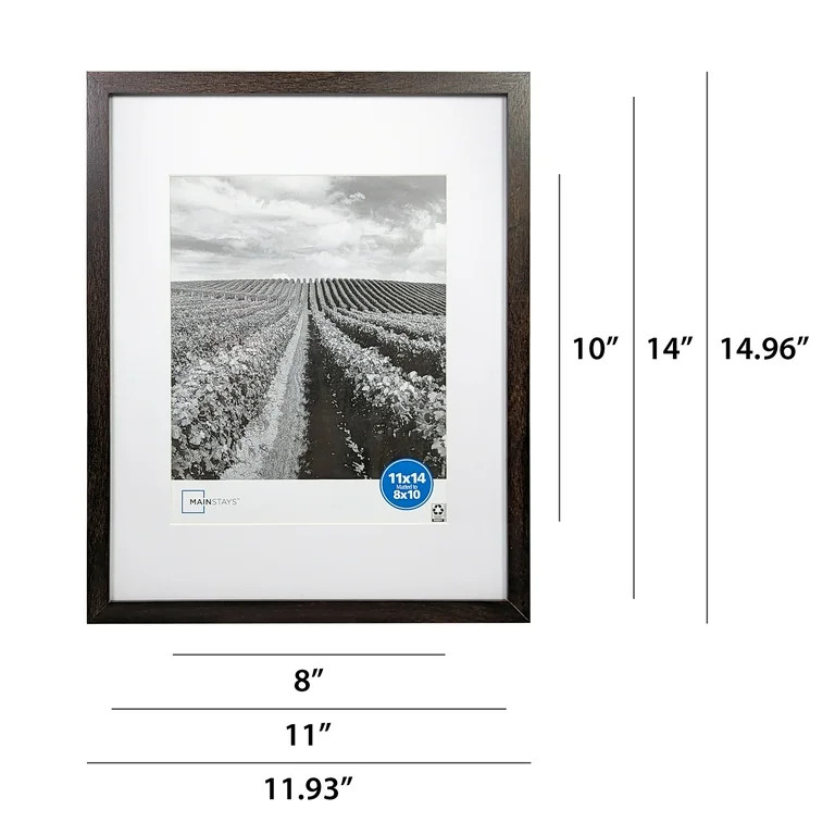 Mainstays – 8x10 Picture Frame – Brown Matted Gallery Linear Program Wall Photo Frame | Walmart (US)