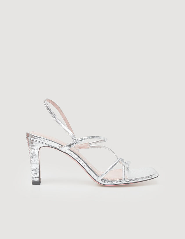 Metallic leather sandals | Sandro-Paris US