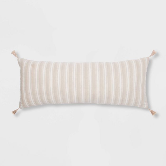 Oversized Oblong Texture Stripe Decorative Throw Pillow Natural - Threshold™ | Target