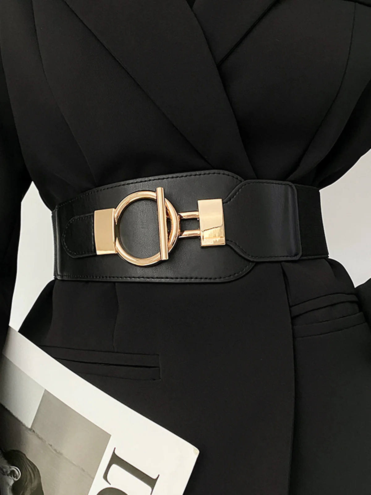 Metal Lariat Elastic Wide Belt | Commense