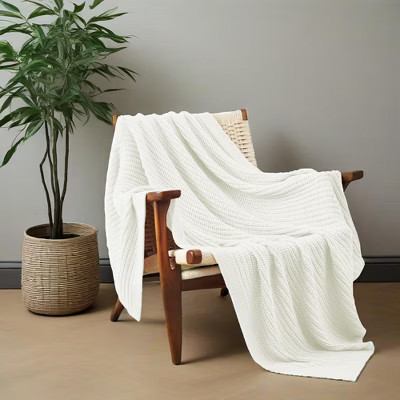 Peace Nest 50"x60" Chunky Knit Throw Blanket Warm Comfort Woven Blanket, White | Target