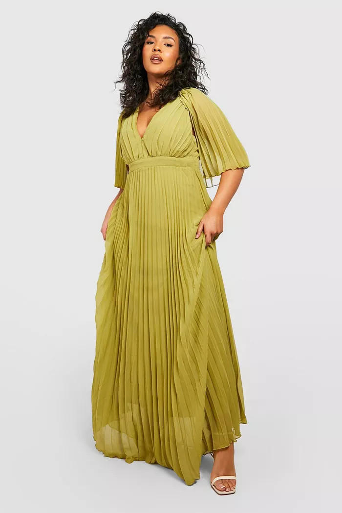 Plus Pleated Cape Bridesmaid Maxi Dress | Boohoo.com (US & CA)