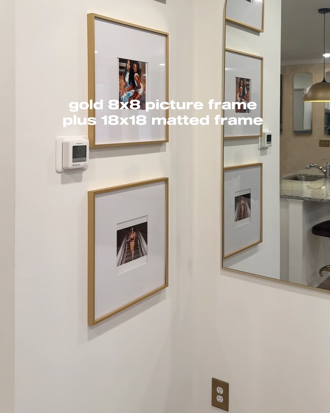 Sharing multiple 8x8 picture frames with the matte full size being 18x18 or 20x20 if out of stock. Also shared 16x16 and 24x24 size option. #home #diy #pictureframes #neutrallivingroom 