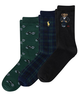 Boys' 4-11 Biker Tux Box Bear Socks, 3-Pack | Macy's