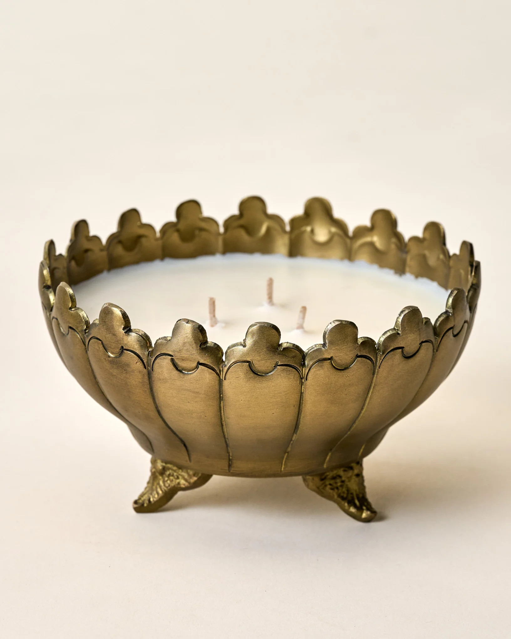 Antique Brass Footed Candle Bowl | Magnolia