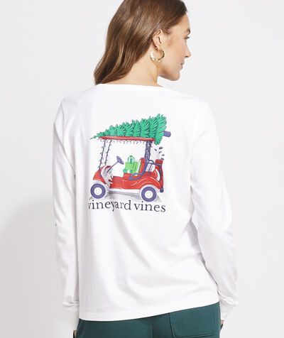Christmas Golf Cart Long-Sleeve Pocket Tee | vineyard vines