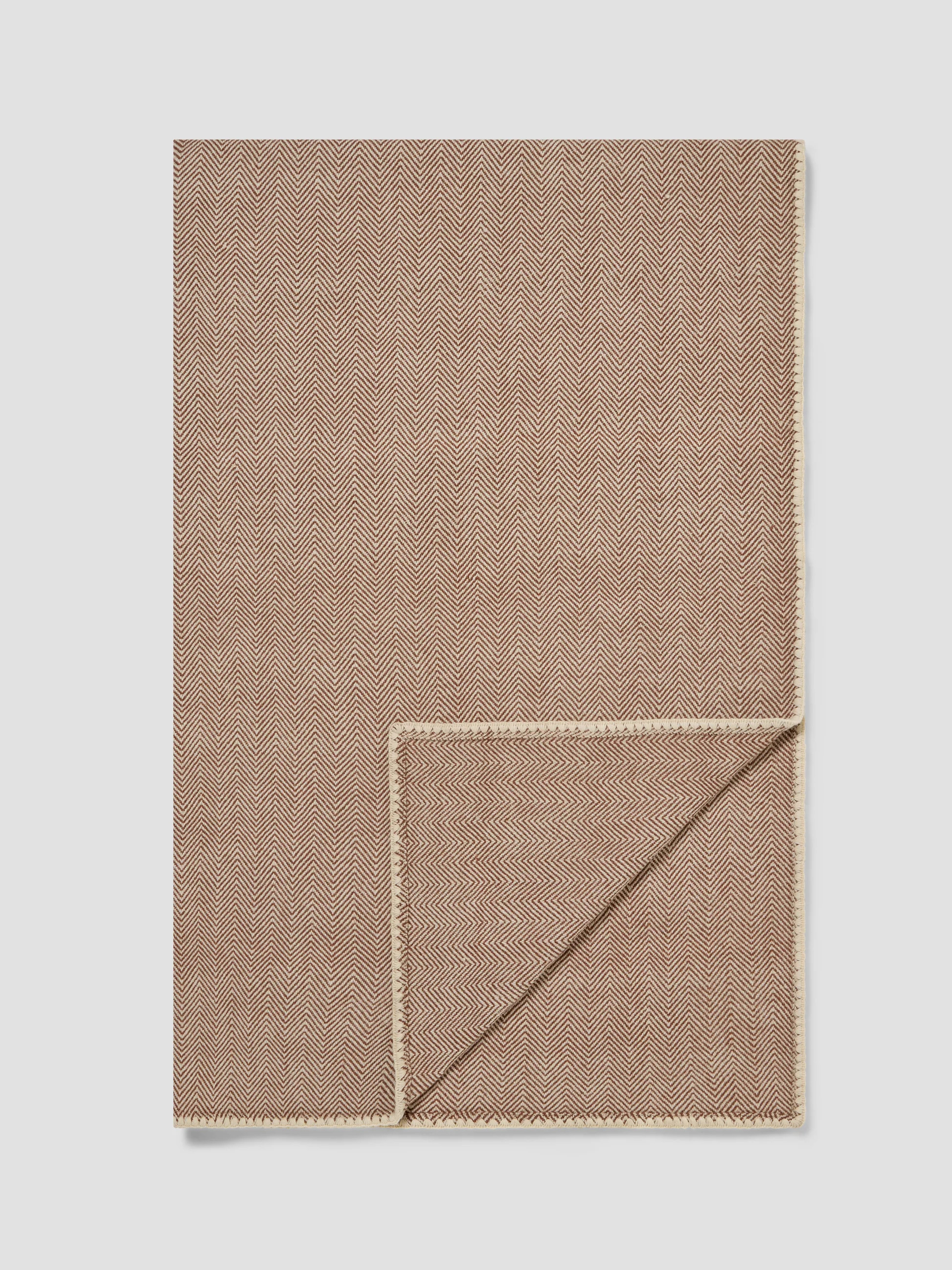 Mocha Herringbone Wool Blanket | Piglet