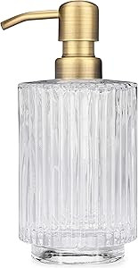 Rail19 Parisian Clear Fluted Glass Soap Dispenser - Refillable Lotion & Hand Soap for Kitchen and... | Amazon (US)