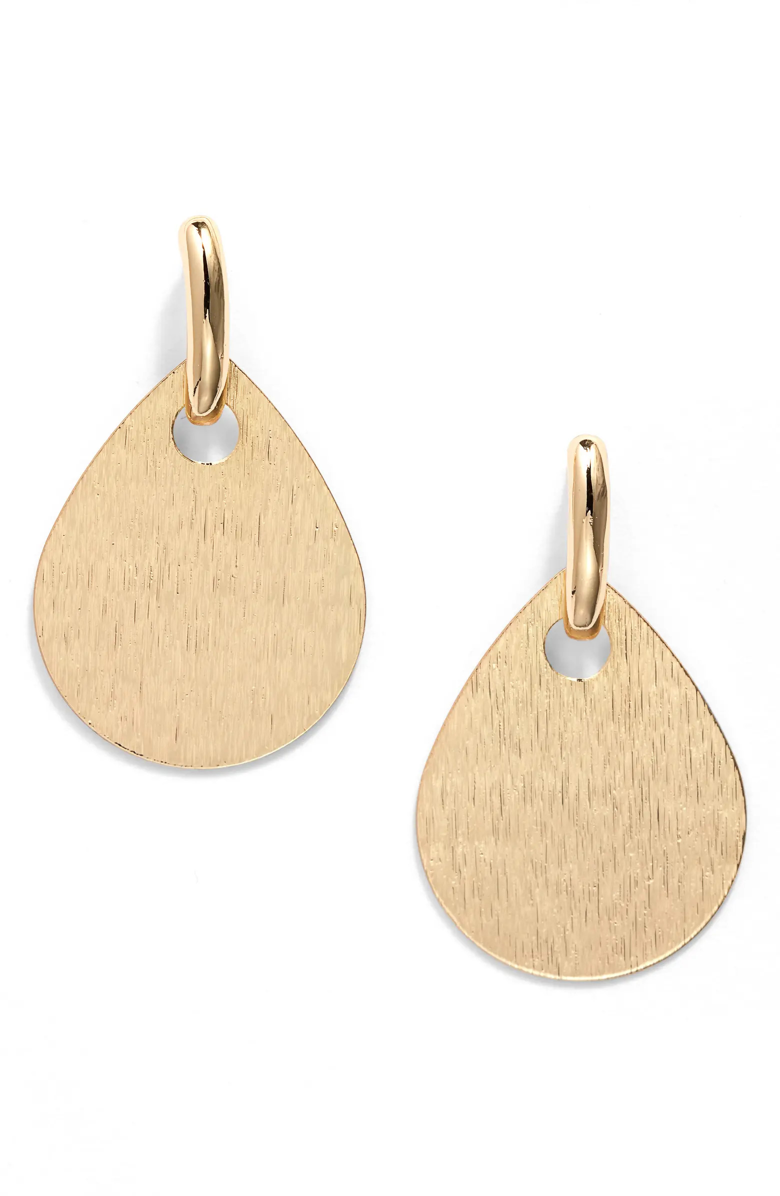 Brushed Teardrop Huggie Hoop Earrings | Nordstrom