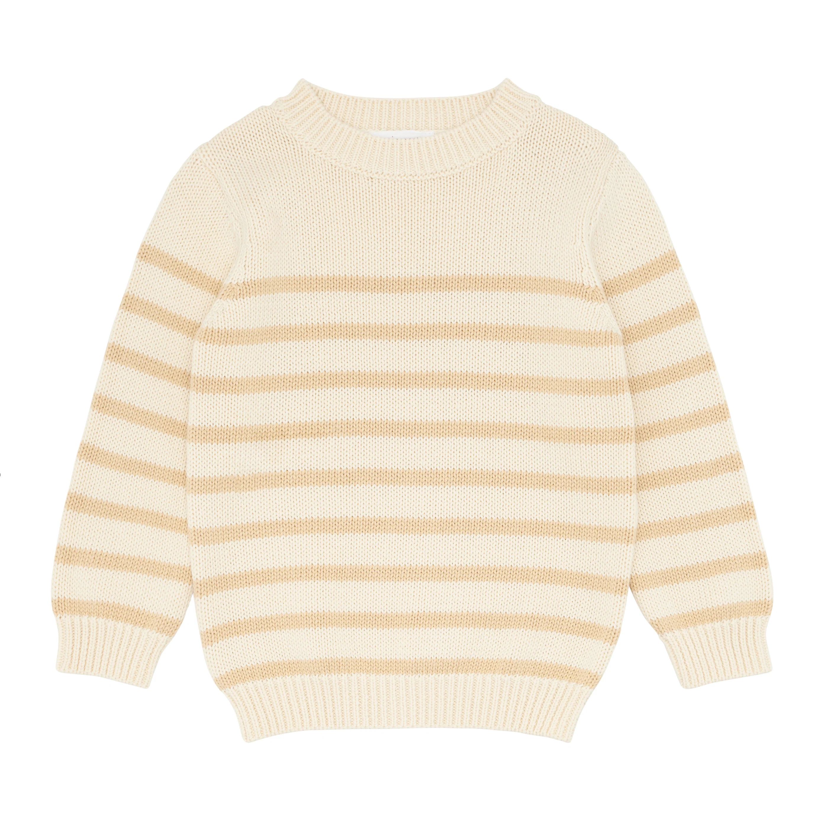 unisex cream and tan stripe knit sweater | minnow