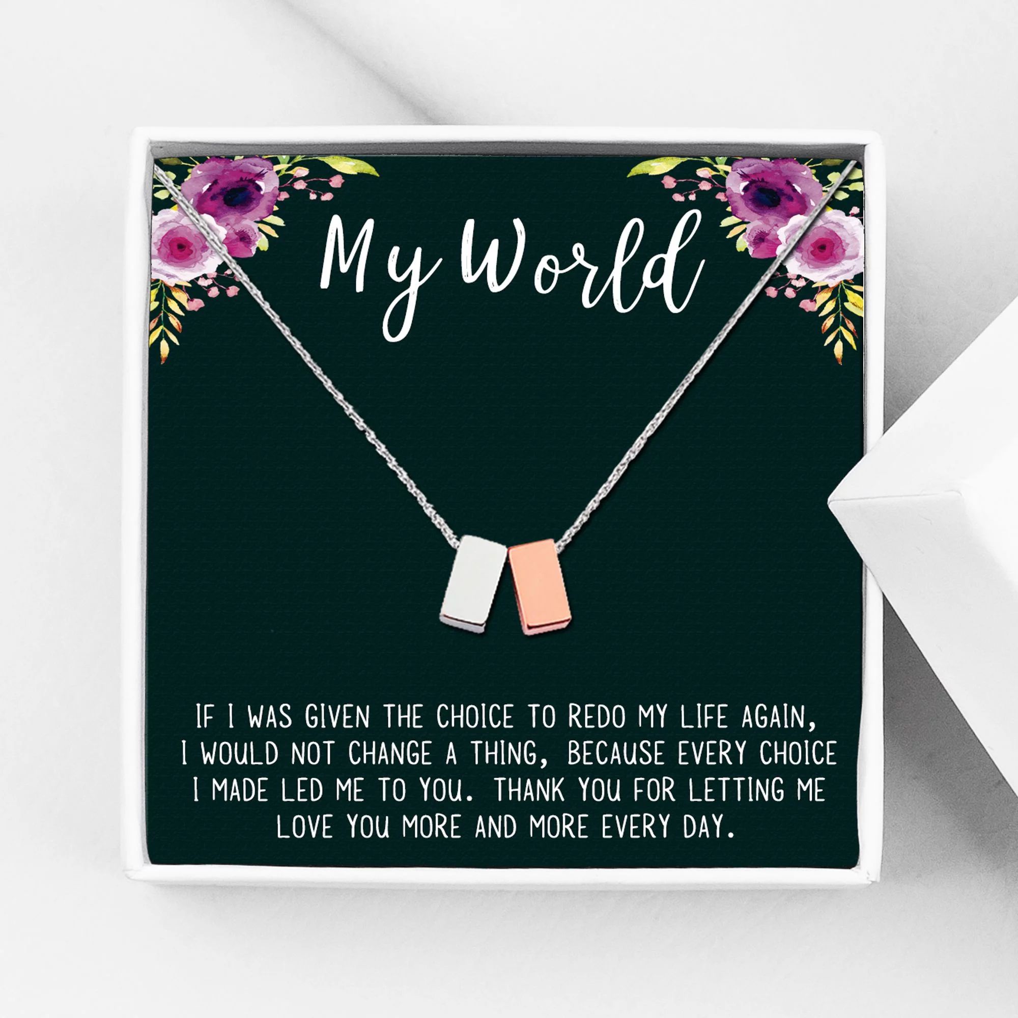 Anavia My Wife My World Eternity Cubes Necklace Anniversary Christmas Gift for Her Card Necklace ... | Walmart (US)